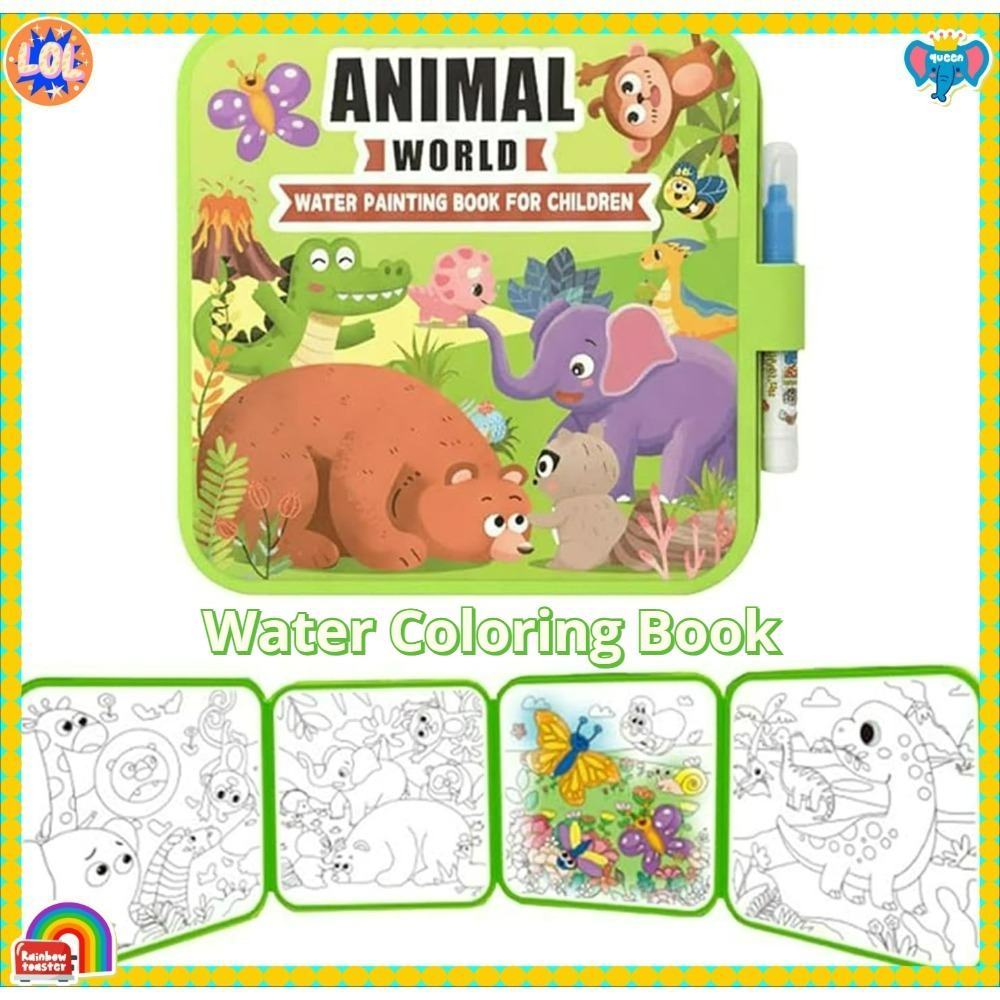 Reusable Water Magic Coloring Book - Sihirli Su Boyama Kitabı Seti, Kalemli,